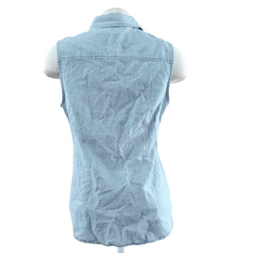 NWT J. Crew Chambray Button Up Sleeveless Blouse Size MP